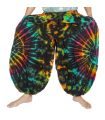 Bunte Haremshose mit Batik-Spirale aus Rayon, weite Ballonhose für Damen und Herren frontal Ansicht