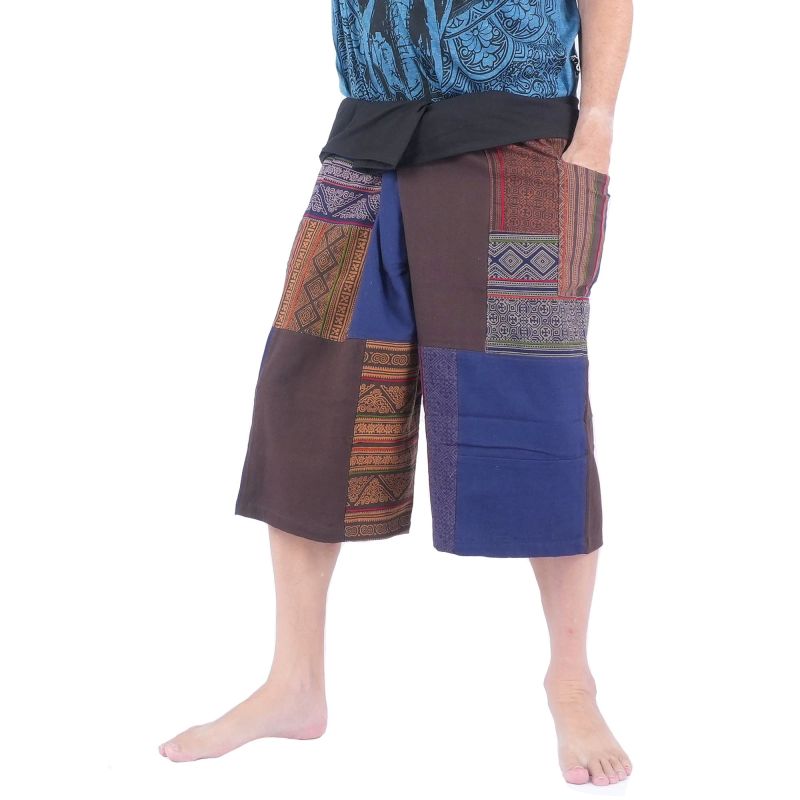 Patchwork de pantalons de pêcheur thaïlandais fait à la main de Chiang Mai