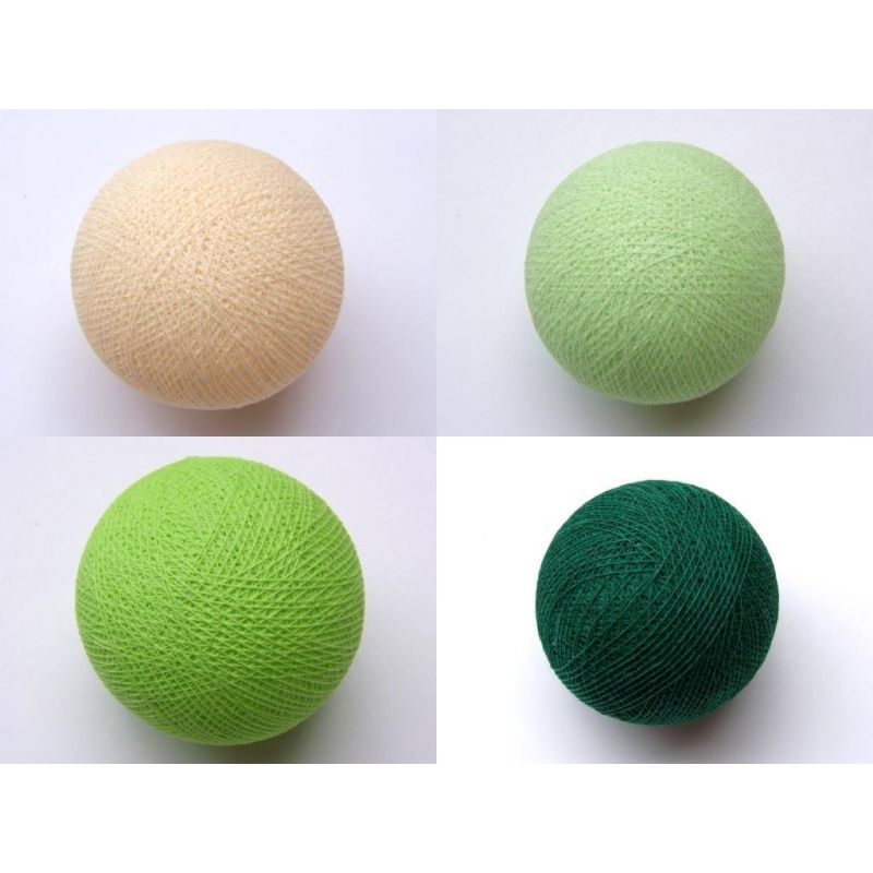 Light chain made of cotton balls, green mix