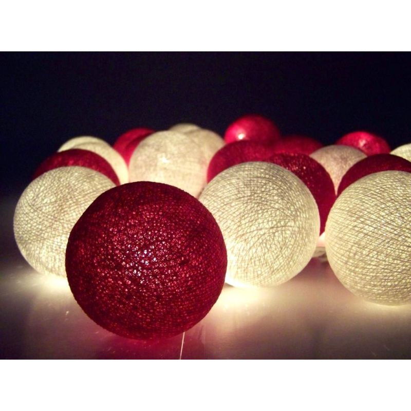 Garland of cotton balls, red white SLC009