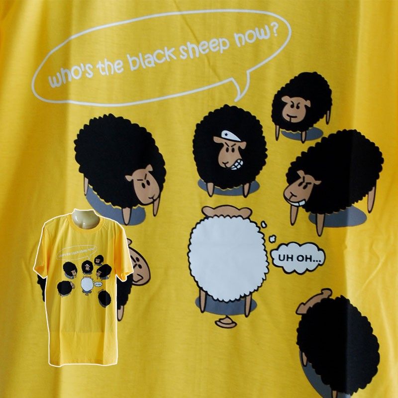 Camiseta ¿Quién es la oveja negra? Talla L amarilla