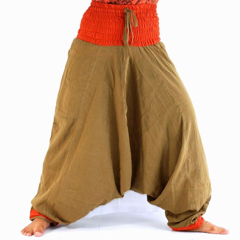 pantalon de harem brun, orange