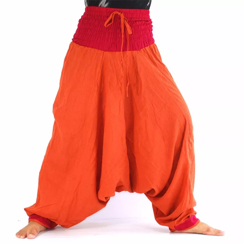 pantalon de harem orange, rouge