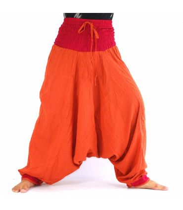pantalon de harem orange, rouge