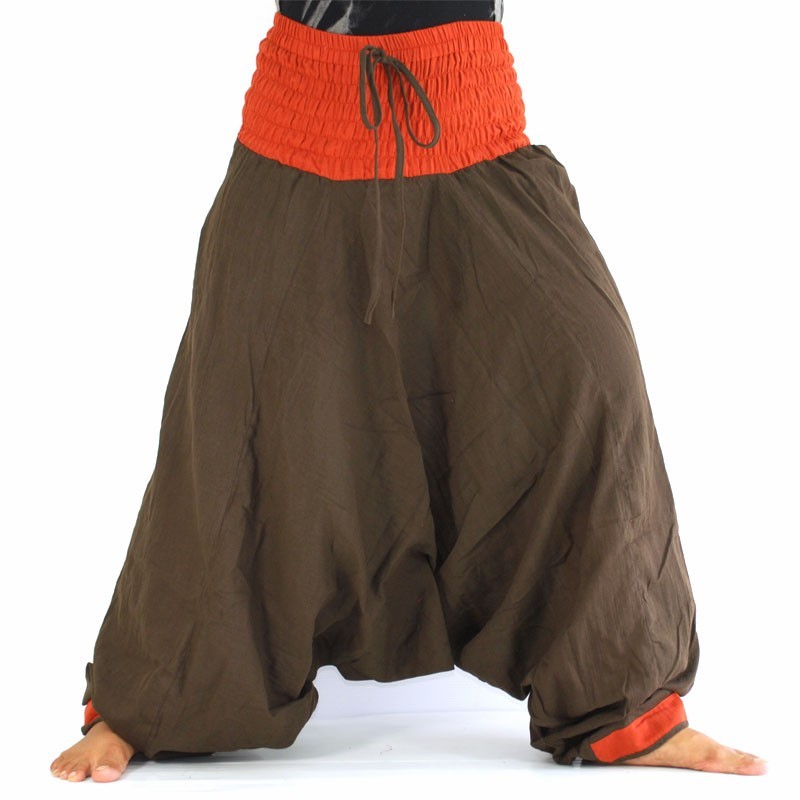 Baggy trousers - dark brown/orange GGM10