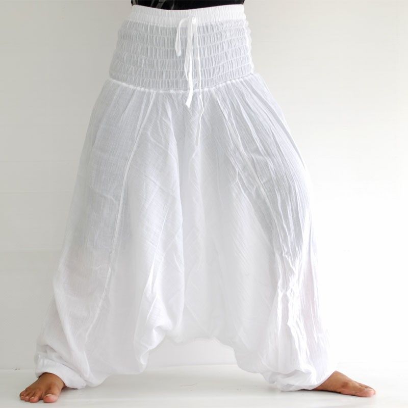 Baggy Pants made of light cotton white GGM19