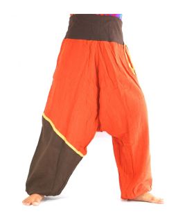 Pantalones Anchos - naranja, marrón, algodón
