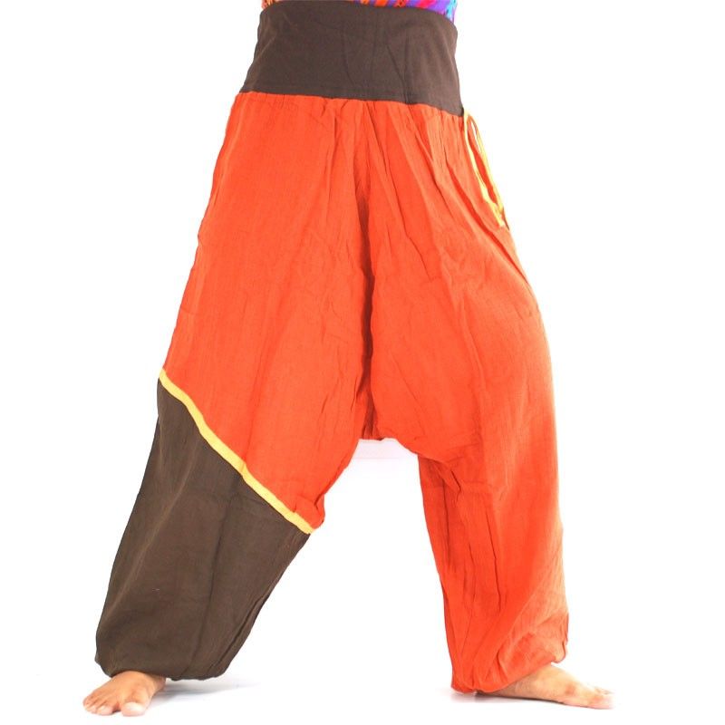 harem pants - orange, brown, cotton