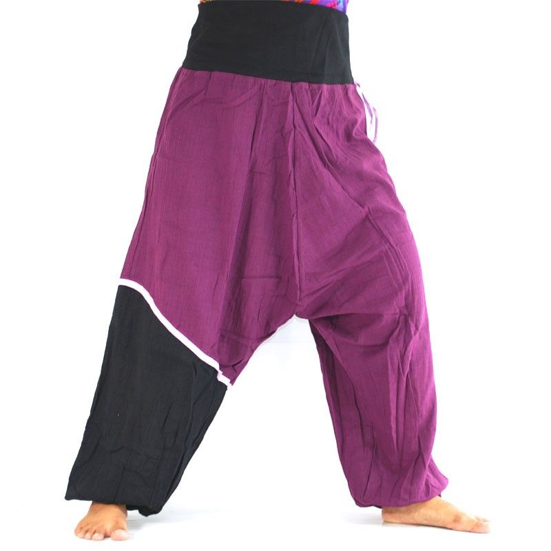 Pantalones Anchos - púrpura, negro, algodón