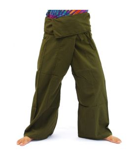 Pantalones de pescador tailandés - verde oliva - algodón