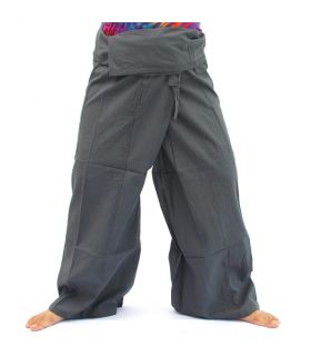 pantalones pescador tailandés - negro / gris - Algodón