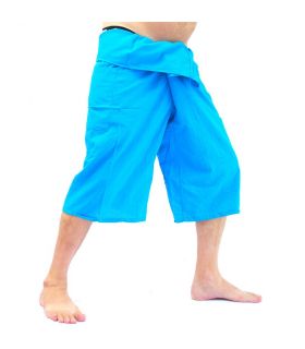3/4 pantalones pescador tailandés - azul claro - Algodón