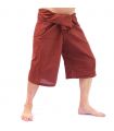 3/4 pantalones de pescador tailandés - rojo-marrón - algodón