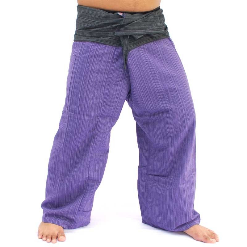 Thai fisherman trousers cotton magenta black CTFL24