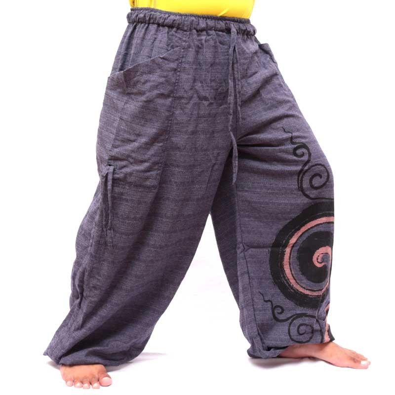 Pantalon Thai Hippie à nouer en spirale en coton épais