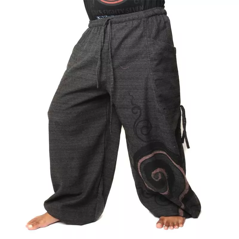Sarouel à nouer Motif en spirale en coton lourd