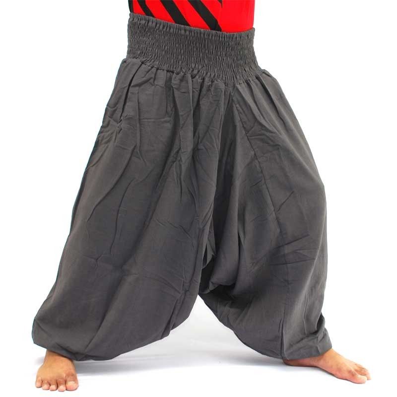 Pantalon Aladdin yoga en coton gris