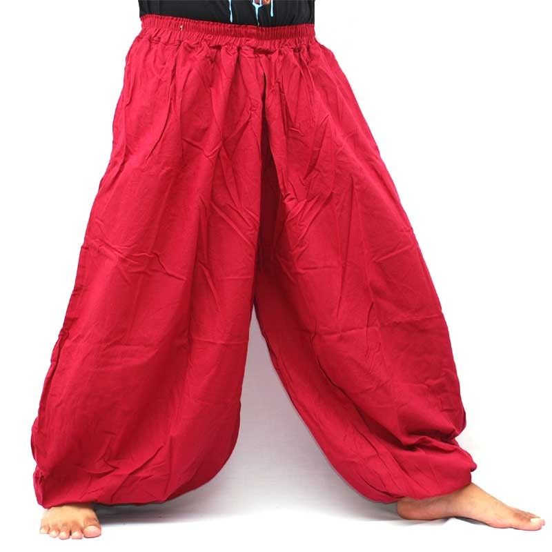 Pantalones de harén de algodón rojo